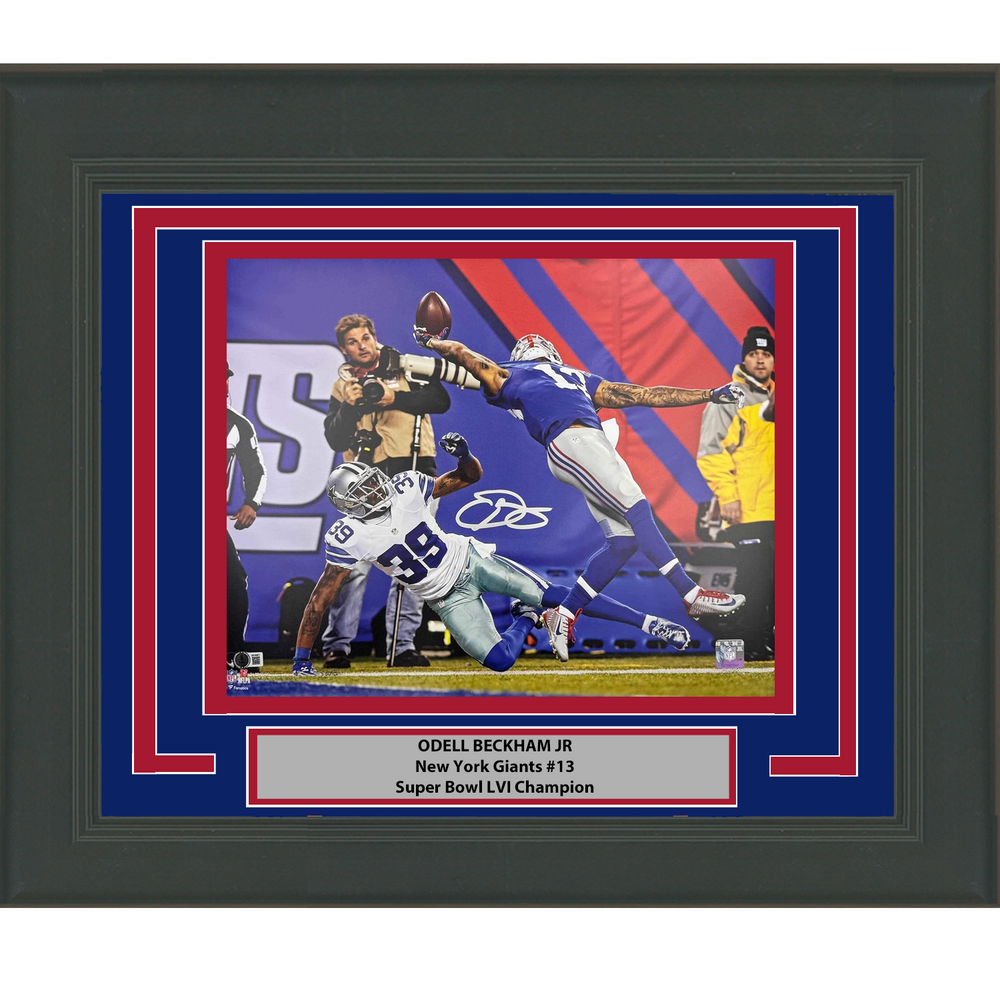 Framed Autographed/Signed Odell Beckham Jr. The Catch New York Giants 16x20 Football Photo Beckett BAS COA (ONLINE ORDER ONLY)