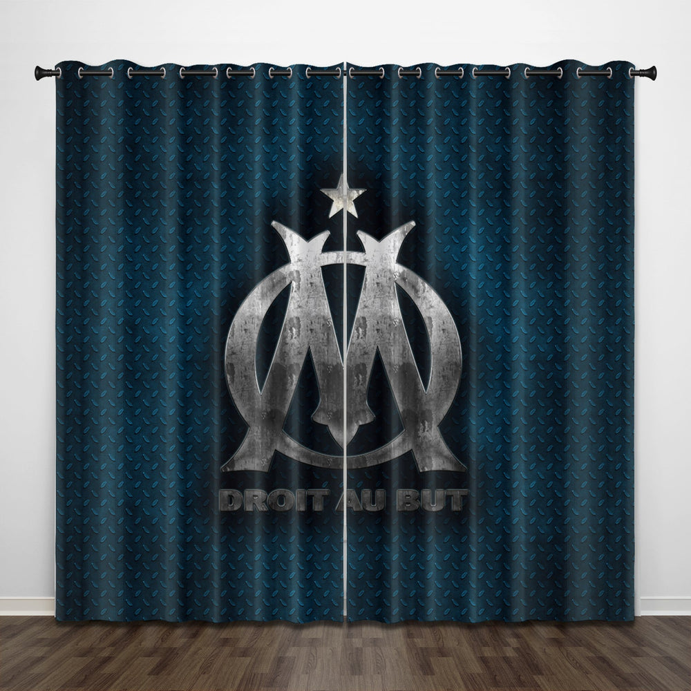 Olympique de Marseille Curtains Pattern Blackout Window Drapes (Online Order Only)