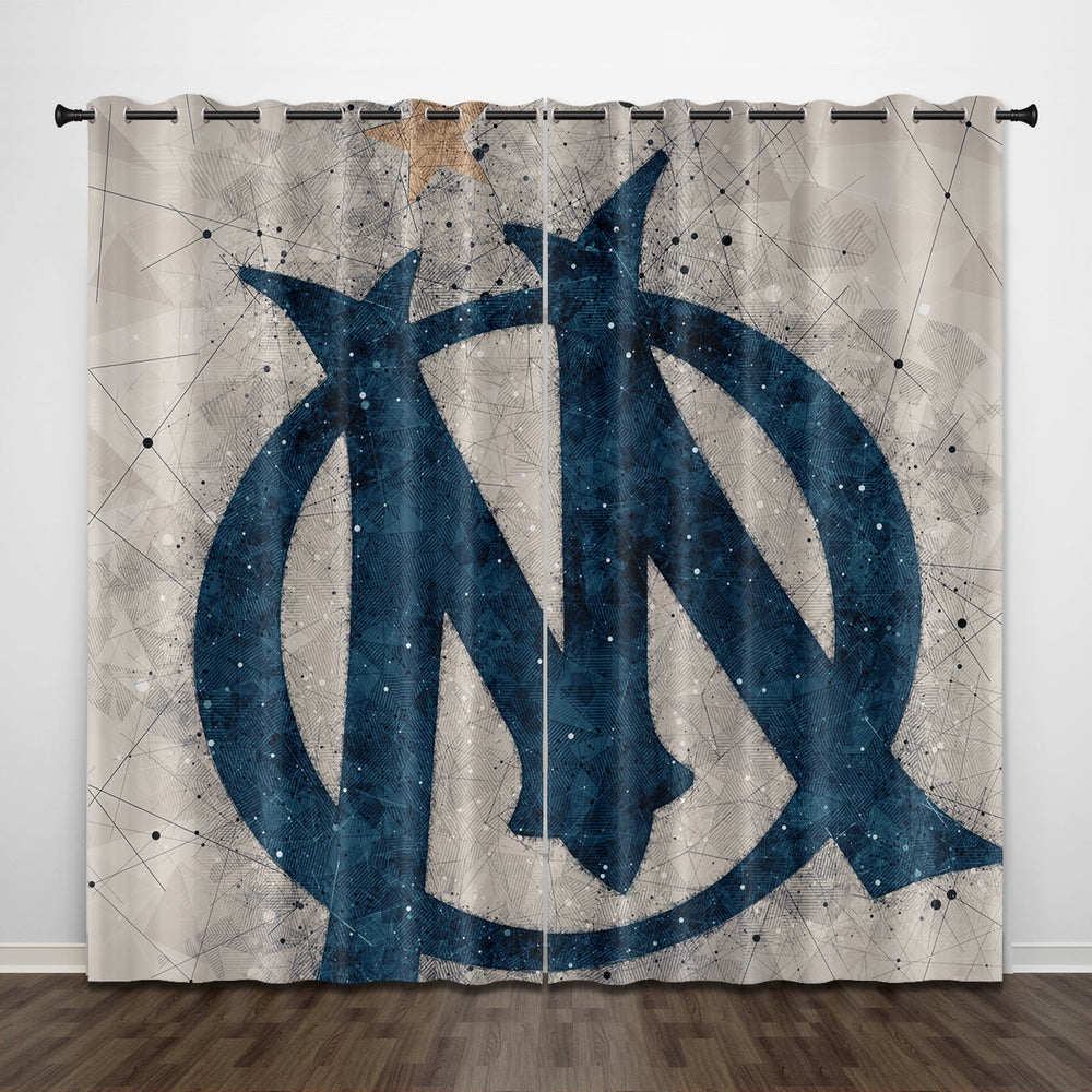 Olympique de Marseille Curtains Pattern Blackout Window Drapes (Online Order Only)