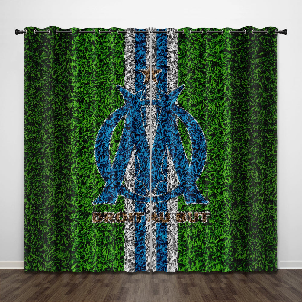 Olympique de Marseille Curtains Pattern Blackout Window Drapes (Online Order Only)