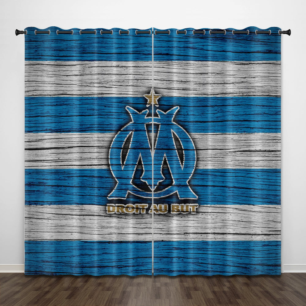 Olympique de Marseille Curtains Pattern Blackout Window Drapes (Online Order Only)