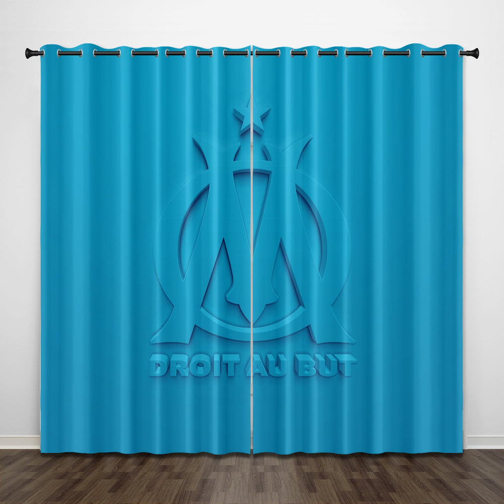 Olympique de Marseille Curtains Pattern Blackout Window Drapes (Online Order Only)