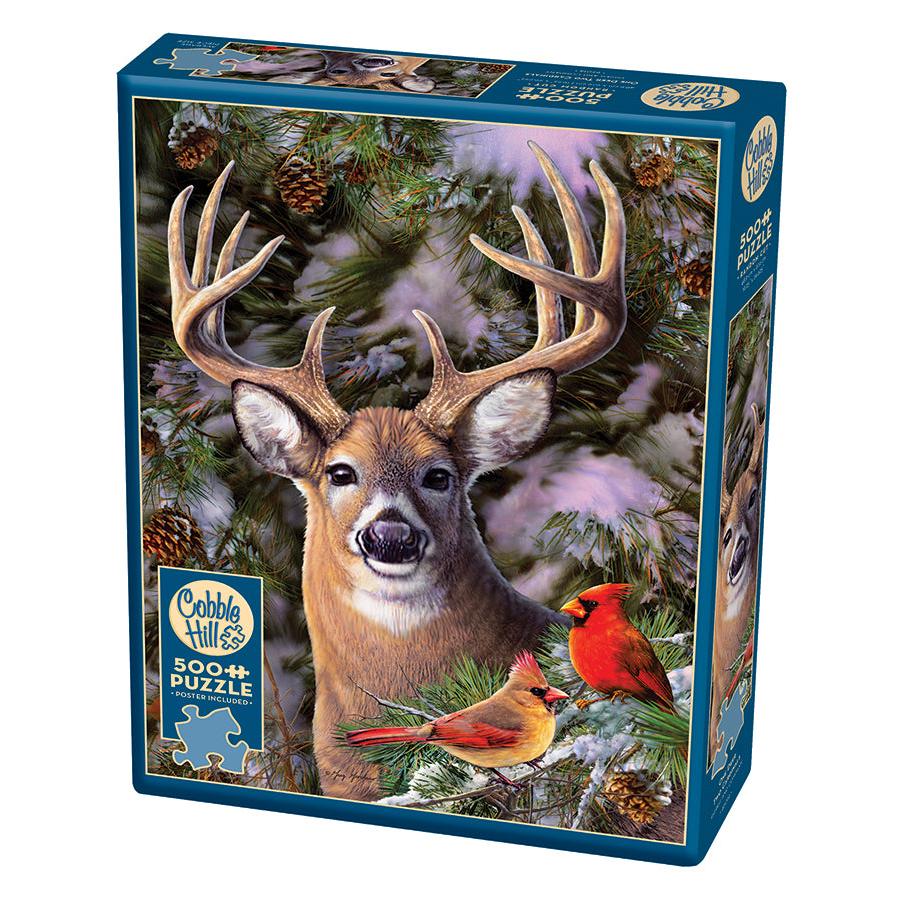 One Deer Two Cardinal 500 Piece Jigsaw Puzzle Cobble Hill