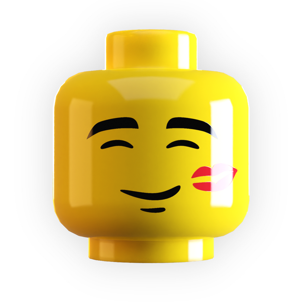 Lipstick Kiss on Face Minifig Head - B3 Customs (Online Order Only)