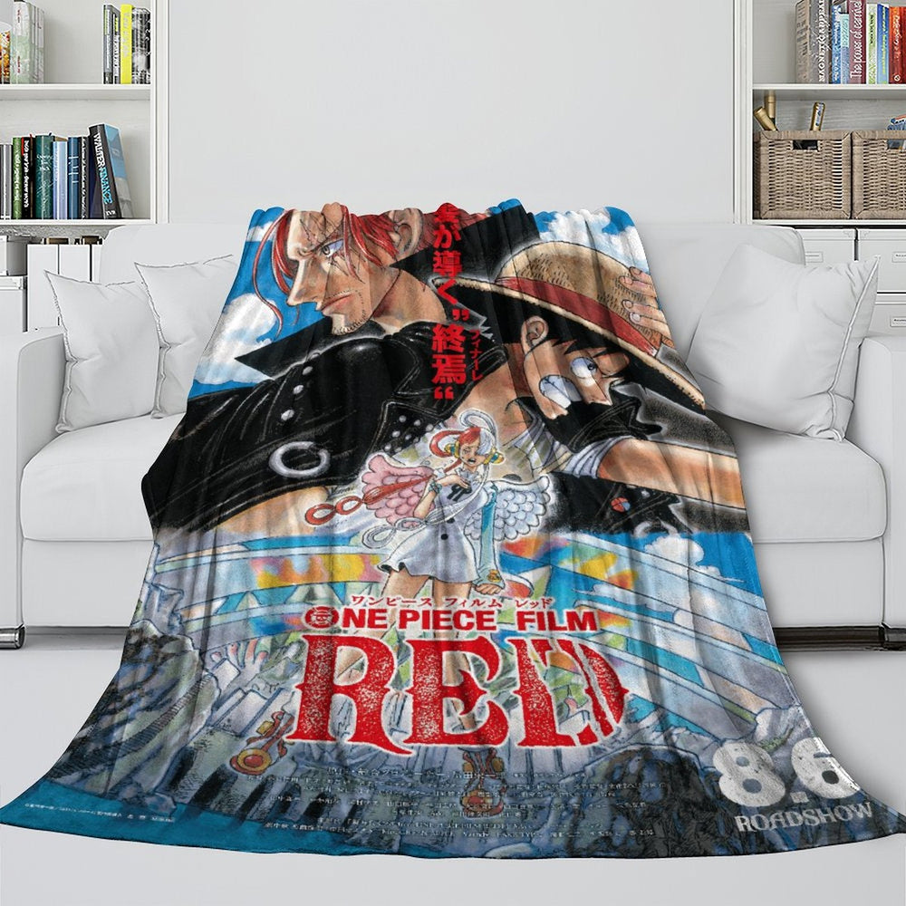 One Piece Film Red Blanket Pattern Flannel Throw Room Decoration (Online Order Only)