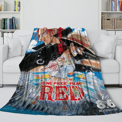 One Piece Film Red Blanket Pattern Flannel Throw Room Decoration (Online Order Only)
