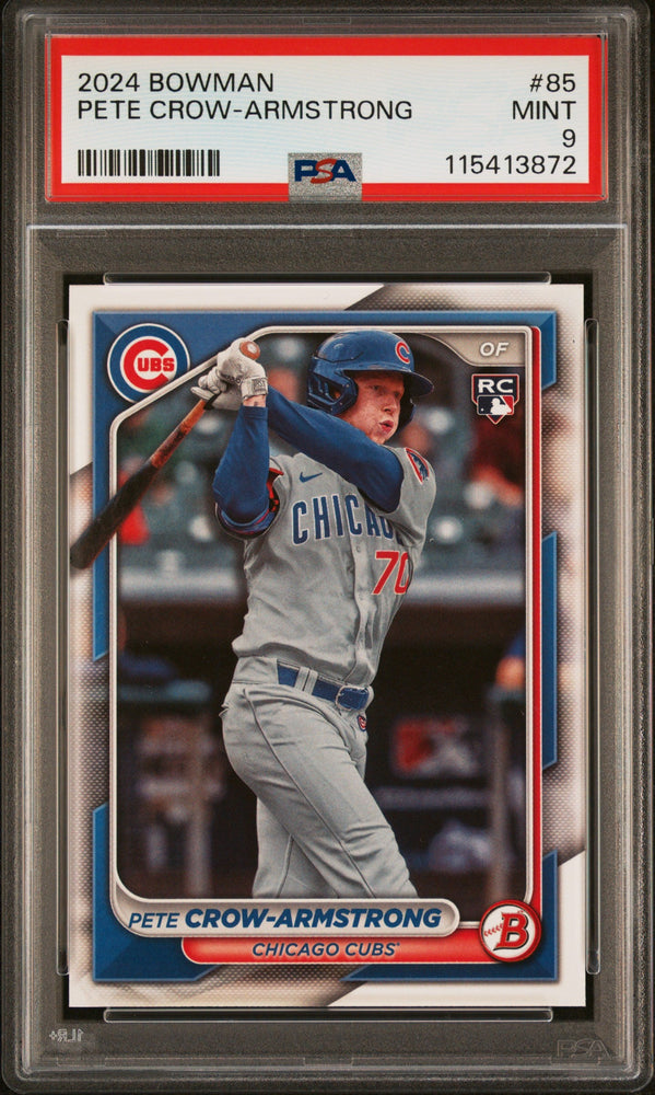 Graded 2024 Topps Bowman Pete Crow Armstrong #85 Rookie RC Baseball Card PSA 9 Mint (ONLINE ORDER ONLY)
