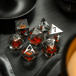Orange Liquid Core Resin DND Dice Set (ONLINE ORDER ONLY)