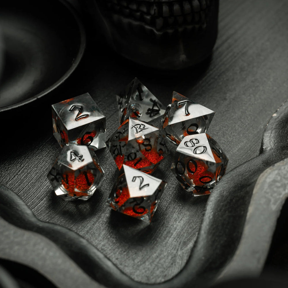 Orange Liquid Core Resin DND Dice Set (ONLINE ORDER ONLY)