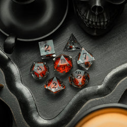 Orange Liquid Core Resin DND Dice Set (ONLINE ORDER ONLY)