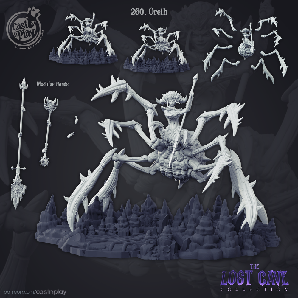 3D Printed Cast n Play - Oreth The Spider Queen 28mm 32mm D&D (Online Only)
