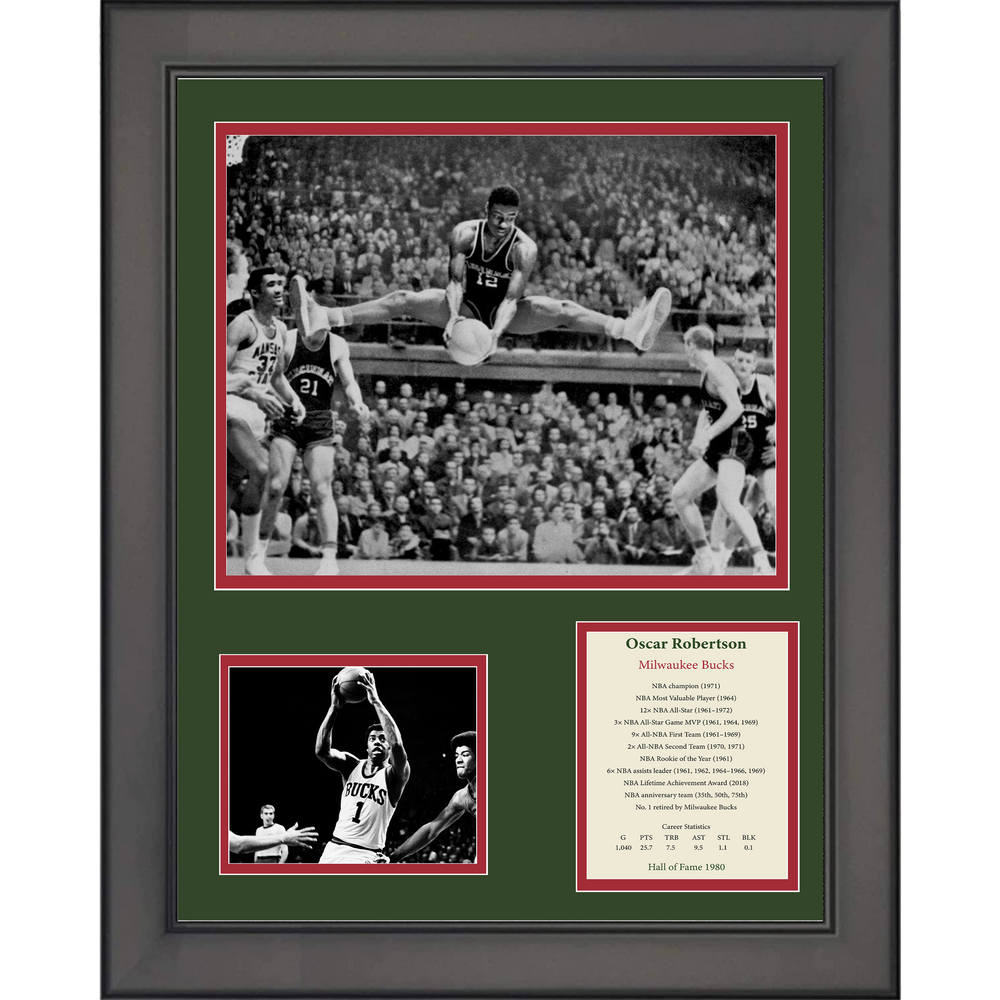 Framed Oscar Robertson Hall of Fame Milwaukee Bucks Basketball 11"x14" Three Photo Collage (ONLINE ORDER ONLY)