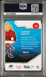 2023 UPPER DECK FUNKO POP MARVEL  CAPTAIN MARVEL PLATINUM #15  PSA 10 (Online Order Only)