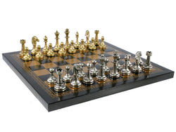 Chess Set - Small Staunton Metal Men on Leatherette Board (ONLINE ORDER ONLY)