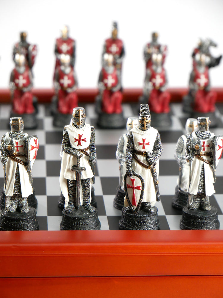 Chess Set - Resin on Cherry Stained Chest - Crusade IV (ONLINE ORDER ONLY)