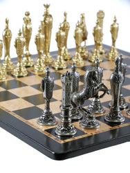 Chess Set - Renaissance Metal Men on Ebony/Maple Chess Board (ONLINE ORDER ONLY)