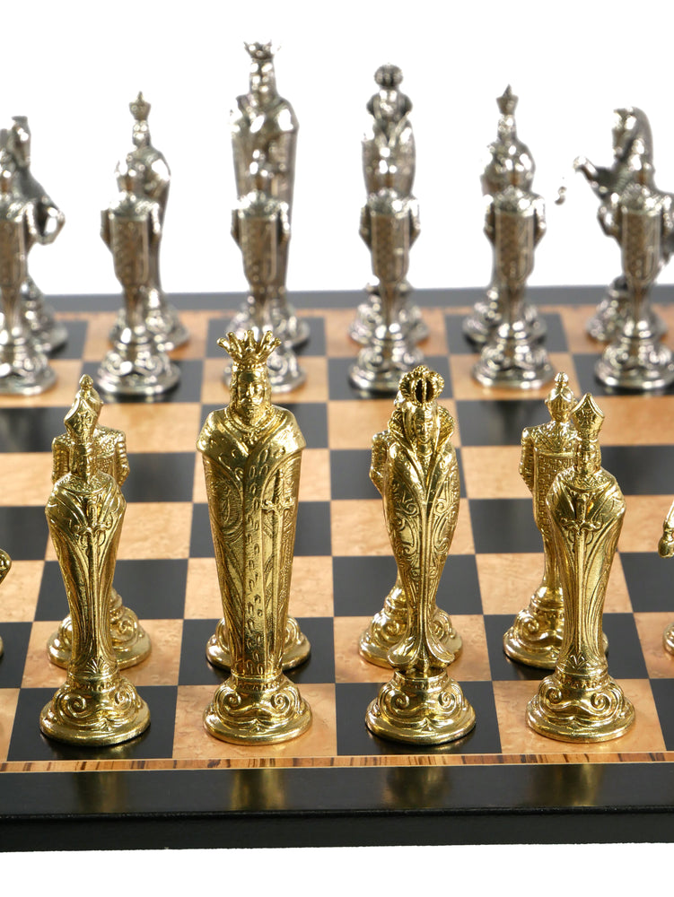 Chess Set - Renaissance Metal Men on Ebony/Maple Chess Board (ONLINE ORDER ONLY)
