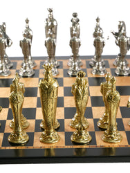 Chess Set - Renaissance Metal Men on Ebony/Maple Chess Board (ONLINE ORDER ONLY)
