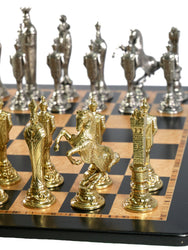 Chess Set - Renaissance Metal Men on Ebony/Maple Chess Board (ONLINE ORDER ONLY)