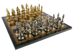 Chess Set - Florence Metal Men on Faux Leather Chess Board (ONLINE ORDER ONLY)