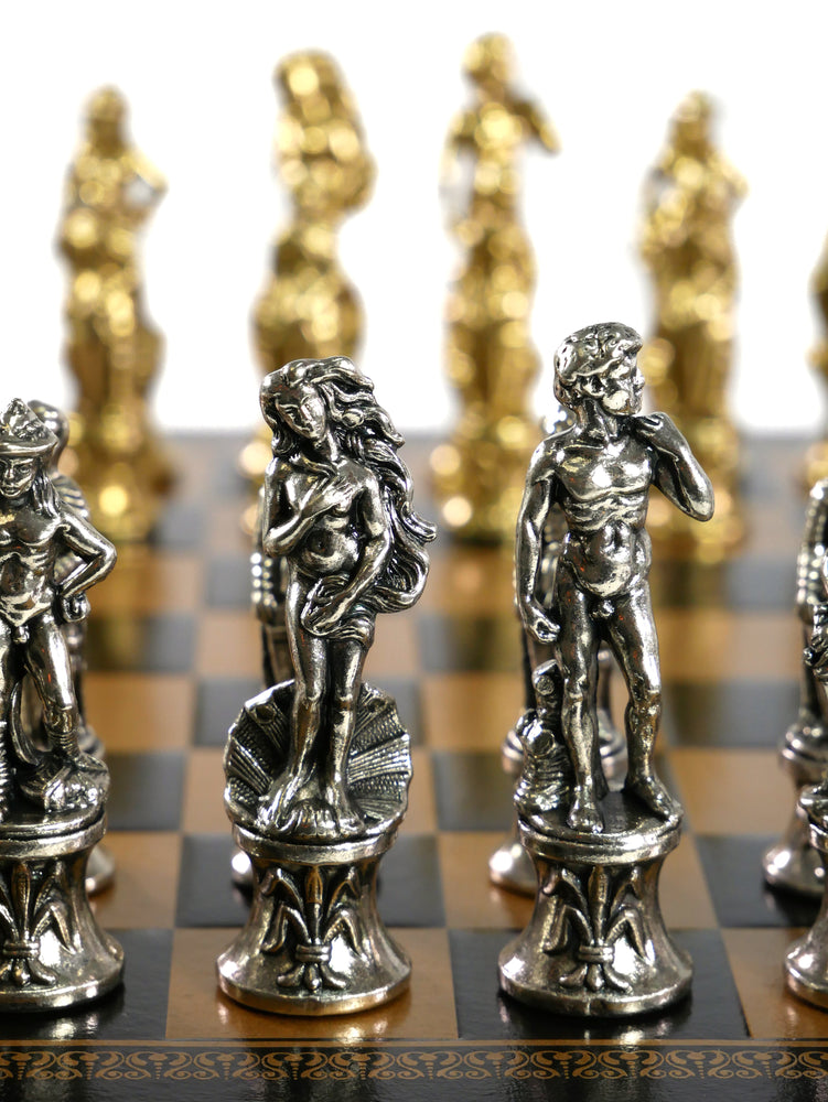 Chess Set - Florence Metal Men on Faux Leather Chess Board (ONLINE ORDER ONLY)