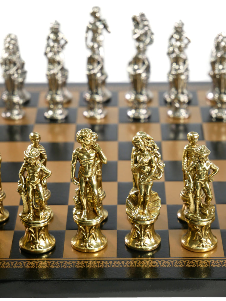 Chess Set - Florence Metal Men on Faux Leather Chess Board (ONLINE ORDER ONLY)