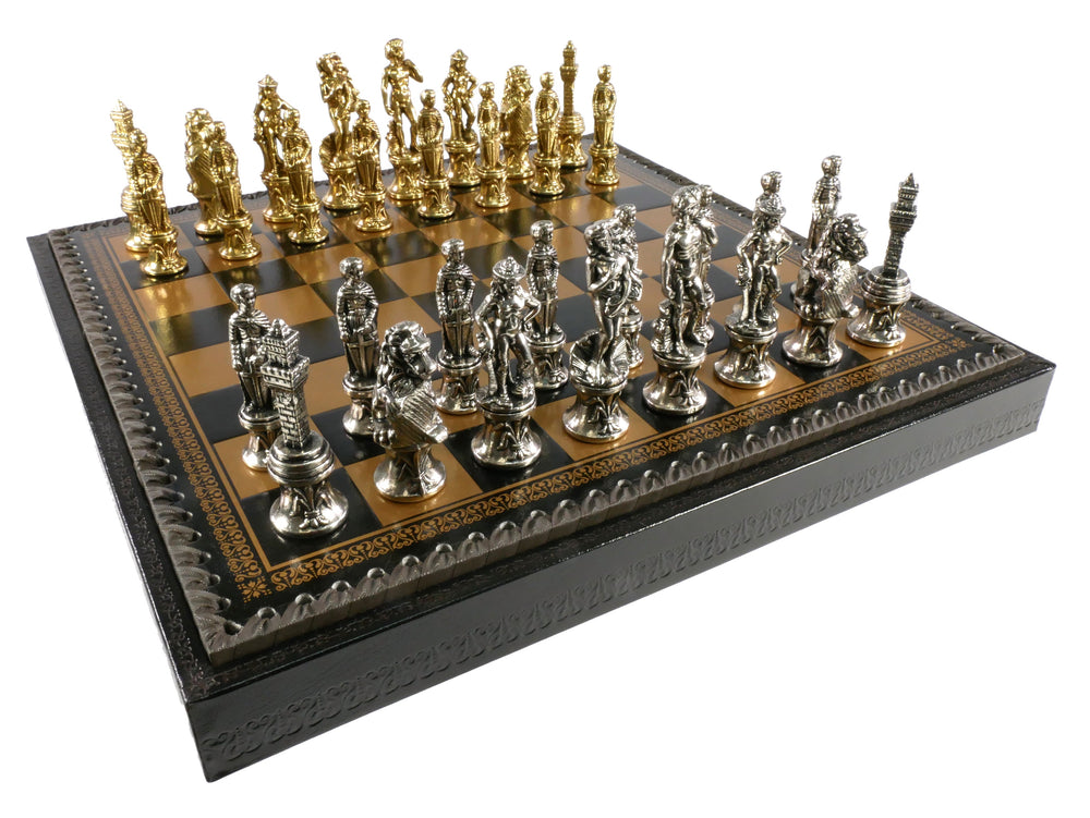 Chess Set - Florence Metal Men on Faux Leather Chest (ONLINE ORDER ONLY)