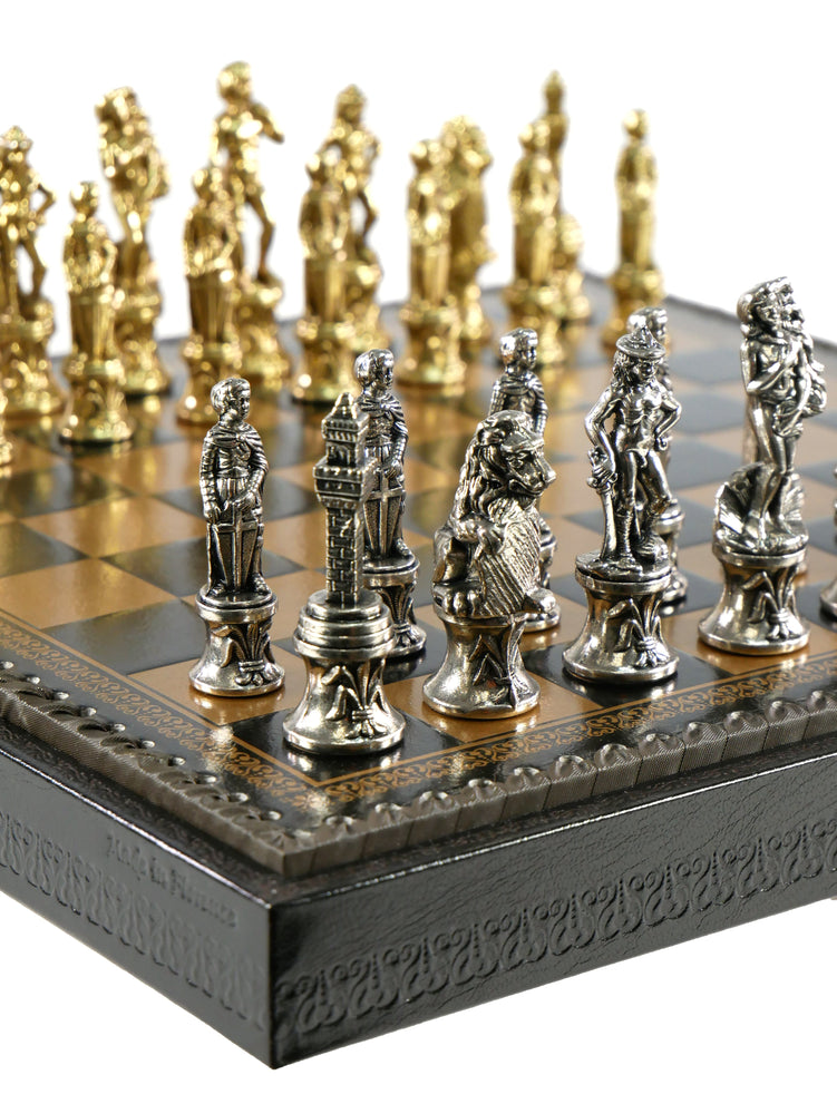 Chess Set - Florence Metal Men on Faux Leather Chest (ONLINE ORDER ONLY)