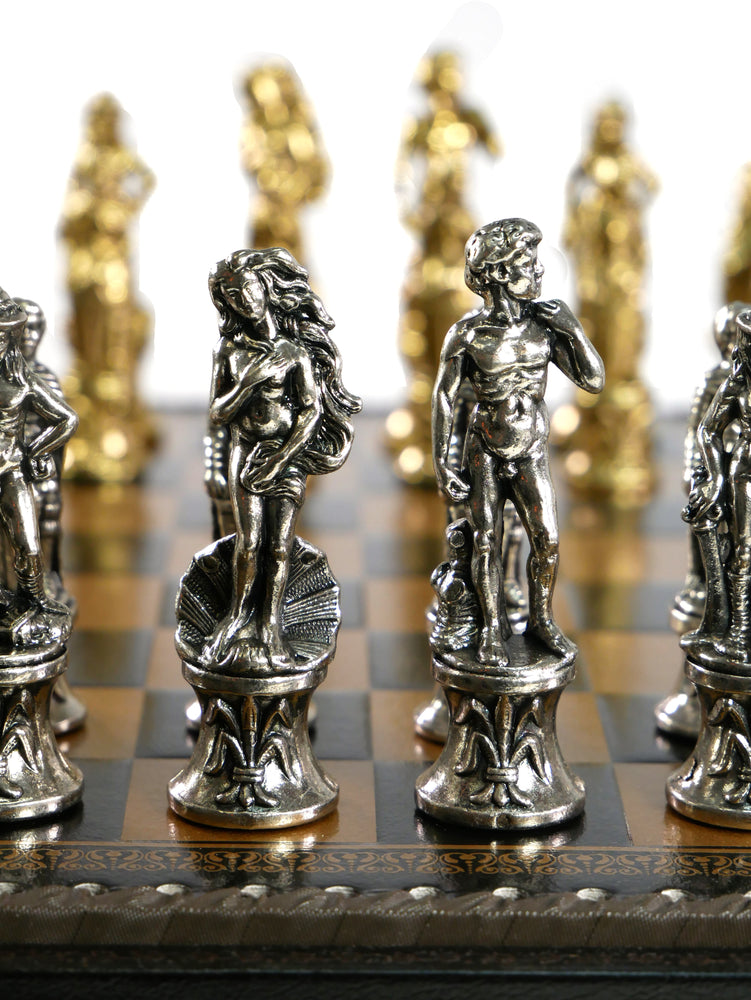 Chess Set - Florence Metal Men on Faux Leather Chest (ONLINE ORDER ONLY)