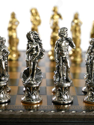 Chess Set - Florence Metal Men on Faux Leather Chest (ONLINE ORDER ONLY)