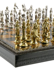 Chess Set - Florence Metal Men on Faux Leather Chest (ONLINE ORDER ONLY)
