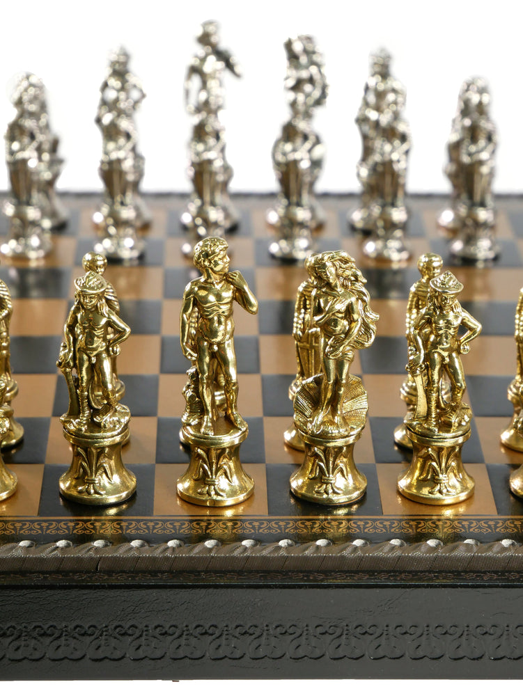 Chess Set - Florence Metal Men on Faux Leather Chest (ONLINE ORDER ONLY)