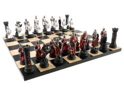 Chess Set - Crusades Resin Chessmen on Black/Maple Maple Chess Board (ONLINE ORDER ONLY)