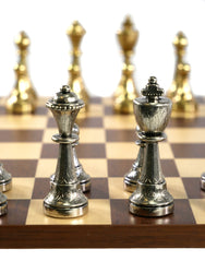 Chess Set - Staunton Metal Chessmen on Dark Rosewood/Maple Basic Board (ONLINE ORDER ONLY)