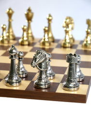Chess Set - Staunton Metal Chessmen on Dark Rosewood/Maple Basic Board (ONLINE ORDER ONLY)