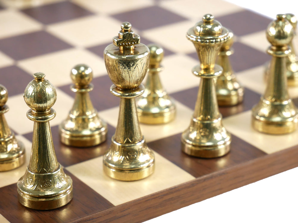 Chess Set - Staunton Metal Chessmen on Dark Rosewood/Maple Basic Board (ONLINE ORDER ONLY)