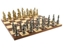 Chess Set- Florence Metal Chessmen on Dark Rosewood/Maple Basic Board (ONLINE ORDER ONLY)