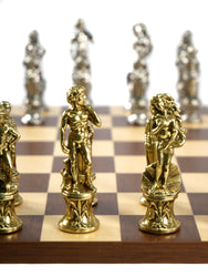 Chess Set- Florence Metal Chessmen on Dark Rosewood/Maple Basic Board (ONLINE ORDER ONLY)
