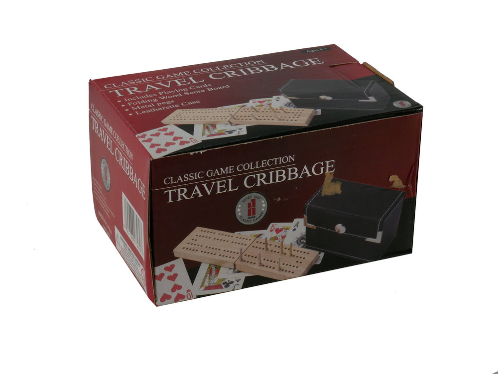 Cribbage Set  - 2 Player Travel Folding Wood Cribbage Set-Snap Case and cards (ONLINE ORDER ONLY)