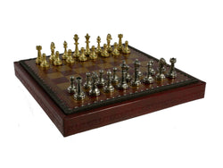 Chess Set - Small Staunton Metal Men on Leatherette Chest (ONLINE ORDER ONLY)