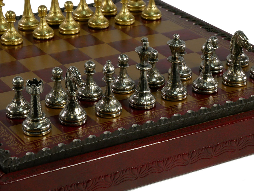 Chess Set - Small Staunton Metal Men on Leatherette Chest (ONLINE ORDER ONLY)