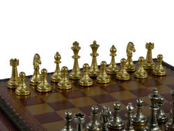 Chess Set - Small Staunton Metal Men on Leatherette Chest (ONLINE ORDER ONLY)