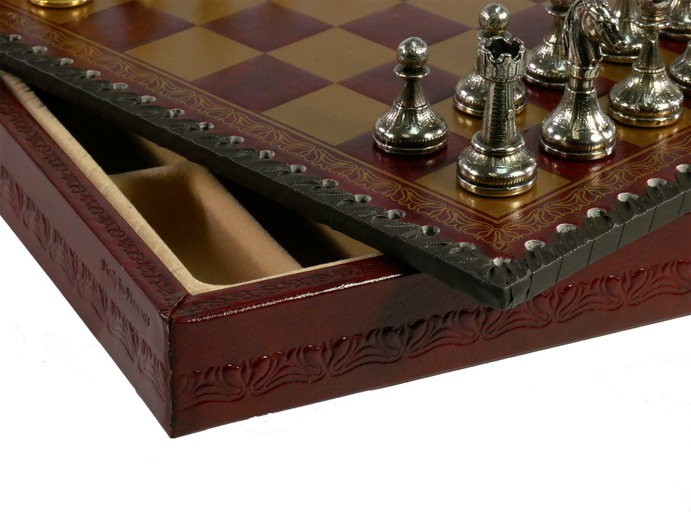 Chess Set - Small Staunton Metal Men on Leatherette Chest (ONLINE ORDER ONLY)