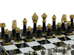 Chess Set - Black & White Wood Laquered and Metal Set (ONLINE ORDER ONLY)