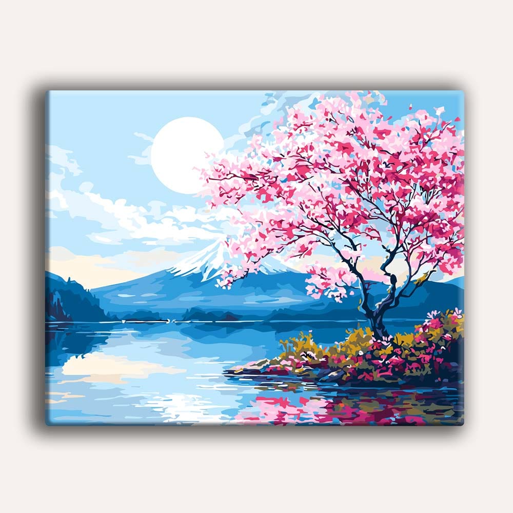 Moonlit Sakura Lake - Paint By Numbers Kit (ONLINE ORDER ONLY)