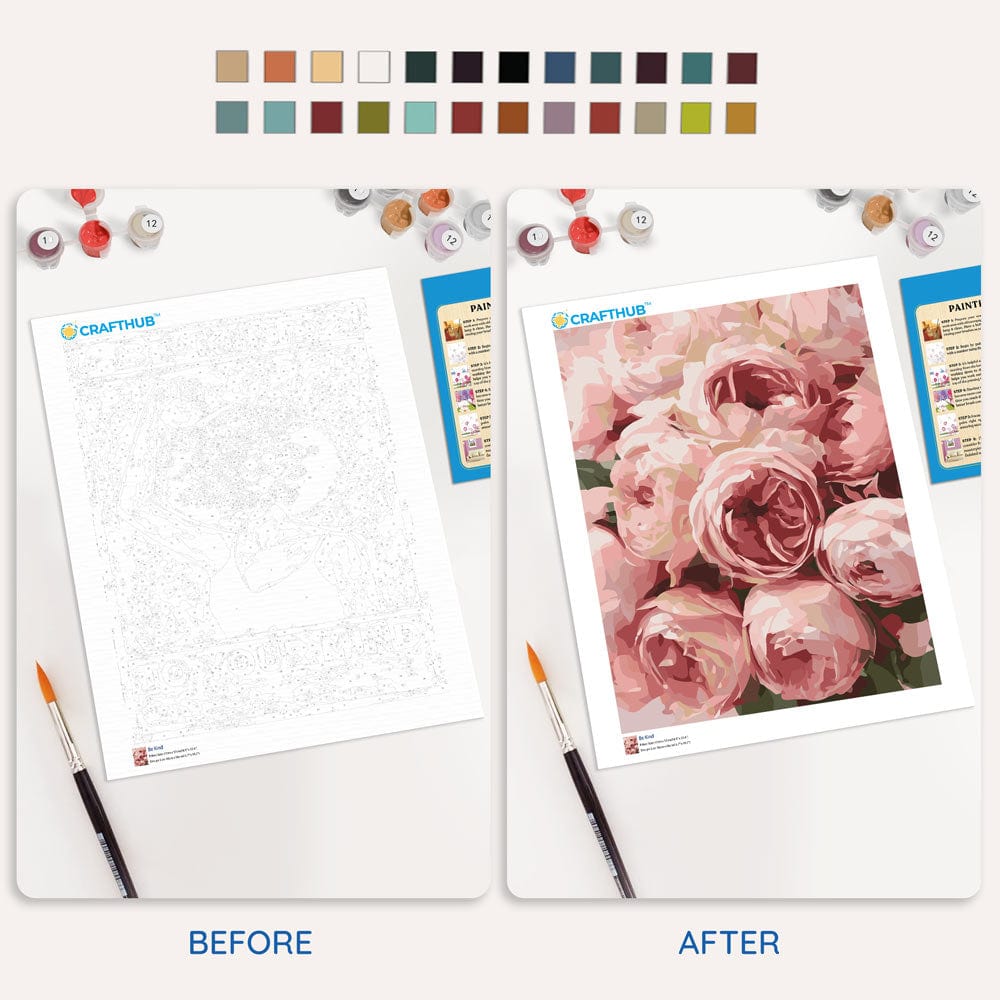 Pink Roses  - Paint By Numbers Kit (ONLINE ORDER ONLY)