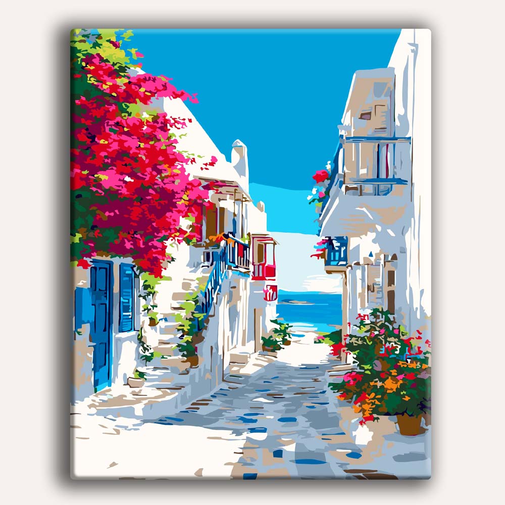 Santorini Sea View - Paint By Numbers Kit (ONLINE ORDER ONLY)
