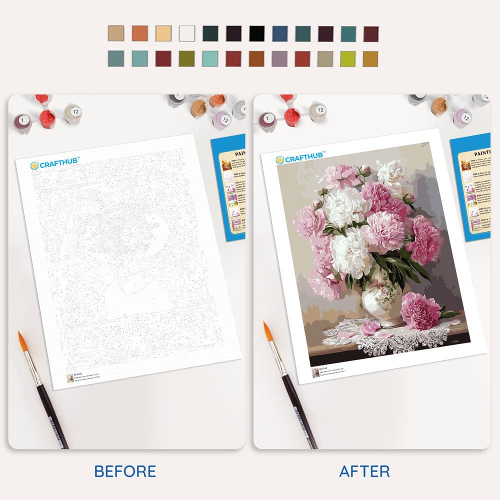 Vase of Peonies - Paint By Numbers Kit (ONLINE ORDER ONLY)