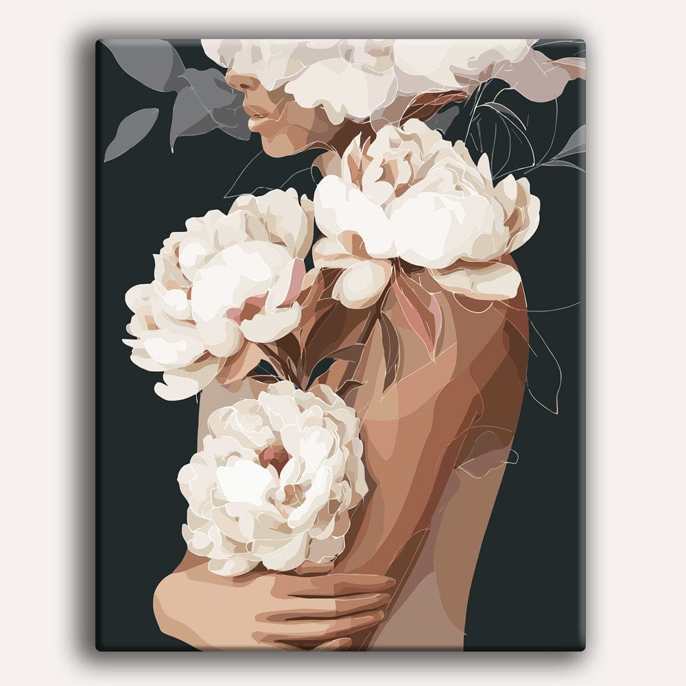 White Peonies in Love - Paint By Numbers Kit (ONLINE ORDER ONLY)