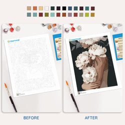 White Peonies in Love - Paint By Numbers Kit (ONLINE ORDER ONLY)